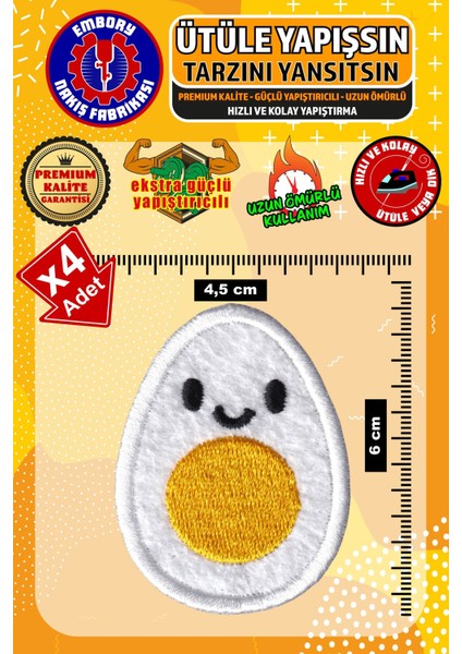 Ütü ile Yapışan Arma Yama, Sevimli Avokado (4 Adet) Ütüyle Yapışan Nakış Dokuma Aplike Patch