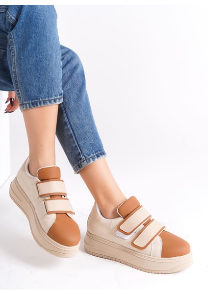 Valencıa Cırt Cırtlı Ortopedik Taban Kadın Sneaker - Kahve