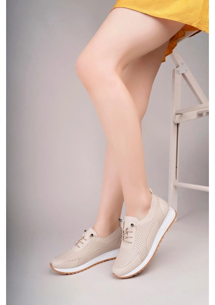 Tone Bej Lastik Bağcıklı Ortopedik Anne Spor Ayakkabı - Dar Kalıp 1 Numara Büyük Tercih Ediniz indirimleri