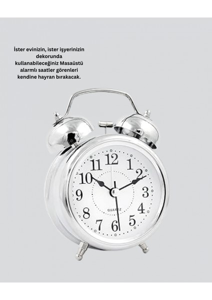 - Gümüş Renkli Sessiz Işıklı Dekoratif Masa Üstü Çalar Saat Alarmlı fırsatları