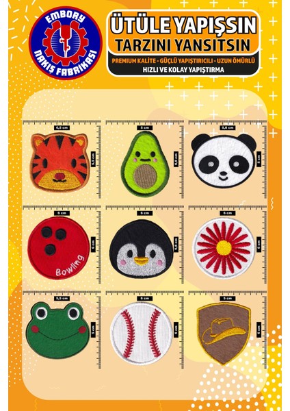Ütü ile Yapışan Arma Yama, Karışık Set-2 (9 Adet) Ütüyle Yapışan Nakış Dokuma Aplike Patch fiyatları
