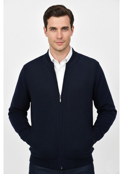 Erkek Hakim Yaka Astarlı Triko Fermuarlı Mont BGL-ST04831