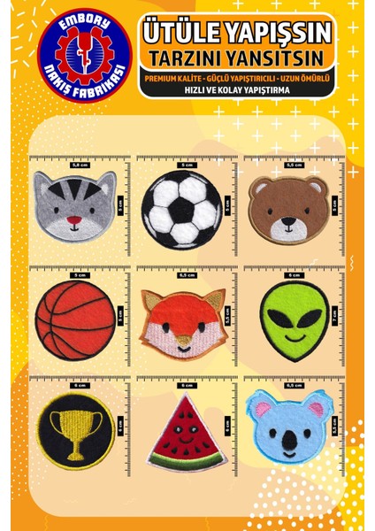 Ütü ile Yapışan Arma Yama, Karışık Set-1 (9 Adet) Ütüyle Yapışan Nakış Dokuma Aplike Patch fiyatları