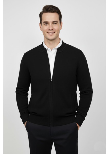 Erkek Hakim Yaka Astarlı Triko Fermuarlı Mont BGL-ST04832
