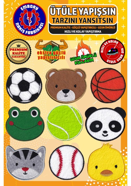 Ütü ile Yapışan Arma Yama, Karışık Set-3 (9 Adet) Ütüyle Yapışan Nakış Dokuma Aplike Patch