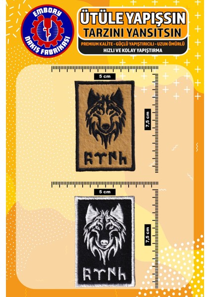 Ütü ile Yapışan Arma Yama, Göktürkçe Türk ve Kurt (2 Adet) Ütüyle Yapışan Nakış Dokuma Aplike Patch fiyatları