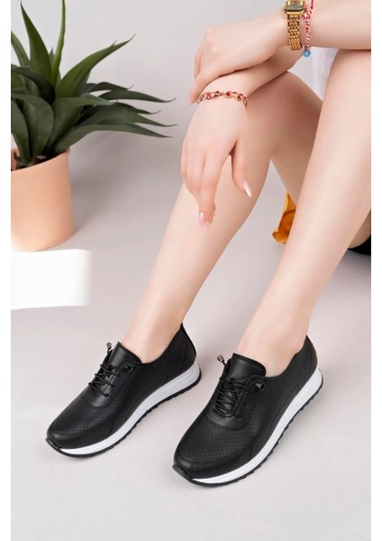 Tone Siyah Lastik Bağcıklı Ortopedik Anne Spor Ayakkabı - Dar Kalıp 1 Numara Büyük Tercih Ediniz indirimleri