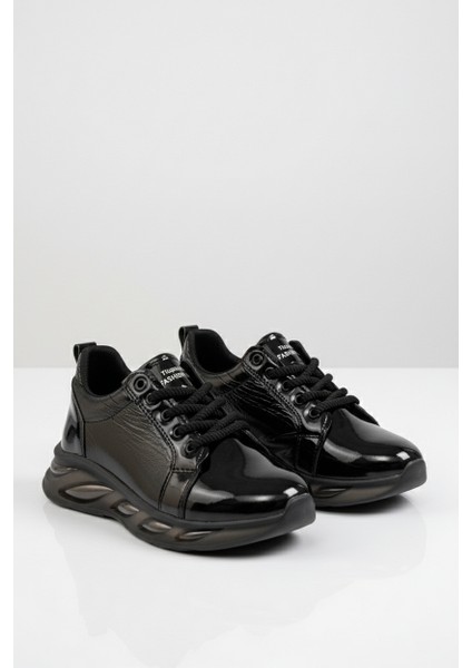 Jista Premium Siyah Bağcıklı Kadın Spor Ayakkabı