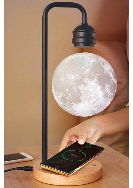 XF02 Ay Görünümlü Kablosuz Şarj Özellikli Gece Lambası - SIYAH-(5796) - F232K770-U49232 modelleri