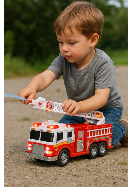 Işıklı Sesli Su Püskürten Uzun Merdivenli Dickie Toys Fire Commander Itfaiye Aracı Oyuncak