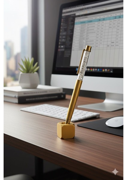 Lüks Ofis Aksesuarı: Pirinç Kalem Tutucu - 24X24 mm