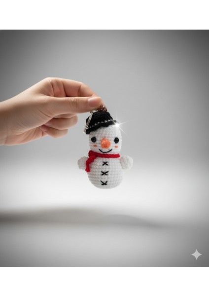 El Yapımı Amigurumi Kardan Adam Anahtarlık | %100 Pamuk Örgü | Yılbaşı & Kış Temalı Dekoratif Hediye modelleri