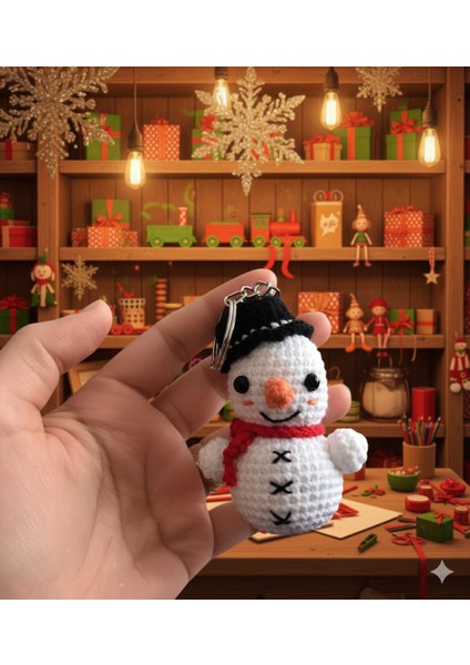 El Yapımı Amigurumi Kardan Adam Anahtarlık | %100 Pamuk Örgü | Yılbaşı & Kış Temalı Dekoratif Hediye fırsatları