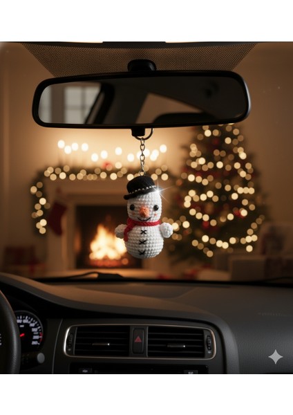 El Yapımı Amigurumi Kardan Adam Anahtarlık | %100 Pamuk Örgü | Yılbaşı & Kış Temalı Dekoratif Hediye