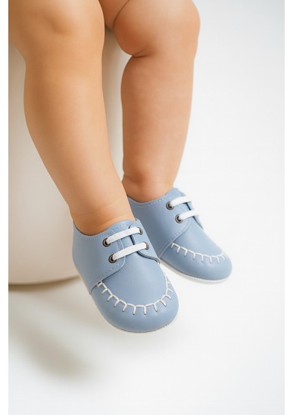 Soft Suni Deri Mavi Loafer Bebek Ayakkabı 18 Numara