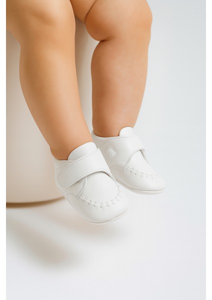 Soft Unisex Beyaz Cırt Cırtlı Ilk Adım Bebek Ayakkabı 17 Numara