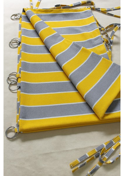 Bağcıklı Halkalı Kornişli Sarı-Gri Balkon Perdesi Gölgelik Branda indirimleri