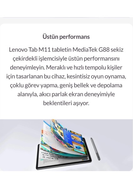 Simkartlı ve Klavyeli 11INC IPS Ekran 8 Çekirdekli Tab M11 8gb Ram 128GB Hafıza + 512GB Bellek+Lenovo Kablosuz Klavye