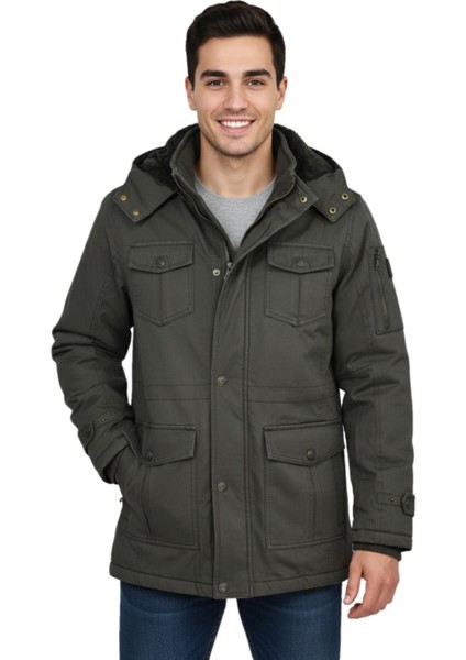 Erkek Spor Kanvas Kapüşonlu Parka M2665 BGL-ST04959
