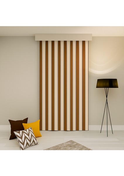 &Bağcıklı Halkalı Kornişli Kahve-Krem Balkon Perdesi Gölgelik Branda fiyatları