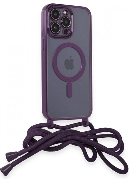 iPhone 12 Pro Max Kılıf Divo Lazer Askılı Magsafe Kapak - Derin Mor fiyatları