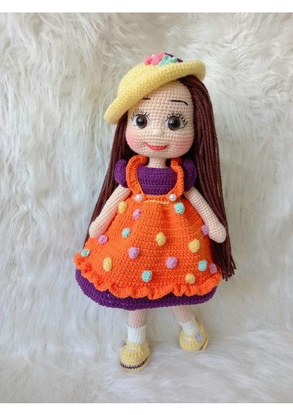 Sarı Şapkalı Çitlembik Bebek Amigurumi Organik Oyuncak