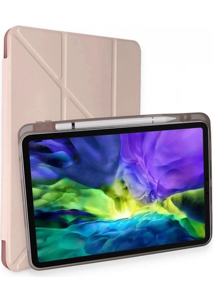 iPad Pro 11 (2024) Kılıf Kalemlikli Mars Tablet Kılıfı - Rose Gold