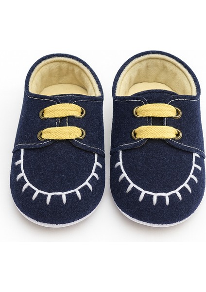 Lacivert Süet Görünümlü Bağcıklı Bebek Ayakkabı modelleri
