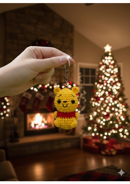 Özel Tasarım Pamuklu Amigurumi Winnie The Pooh Anahtarlık El Örgüsü Dekoratif Çanta Aksesuarı fiyatları