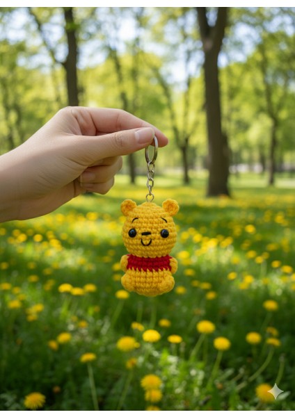 Özel Tasarım Pamuklu Amigurumi Winnie The Pooh Anahtarlık El Örgüsü Dekoratif Çanta Aksesuarı modelleri