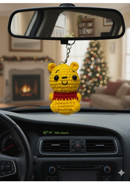 Özel Tasarım Pamuklu Amigurumi Winnie The Pooh Anahtarlık El Örgüsü Dekoratif Çanta Aksesuarı