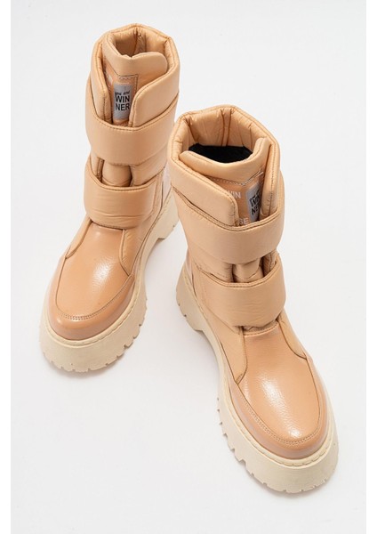 MİAX Paraşüt Kumaş Su Geçirmez Bej Rugan Kar Botu