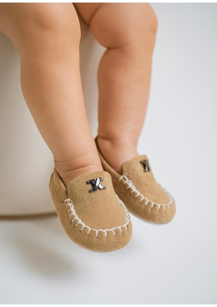 Bej Süet Görünümlü Makosen Bebek Ayakkabı 18 Numara