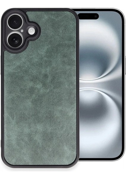 iPhone 16 Plus Kılıf Aras Deri Kapak - Koyu Yeşil