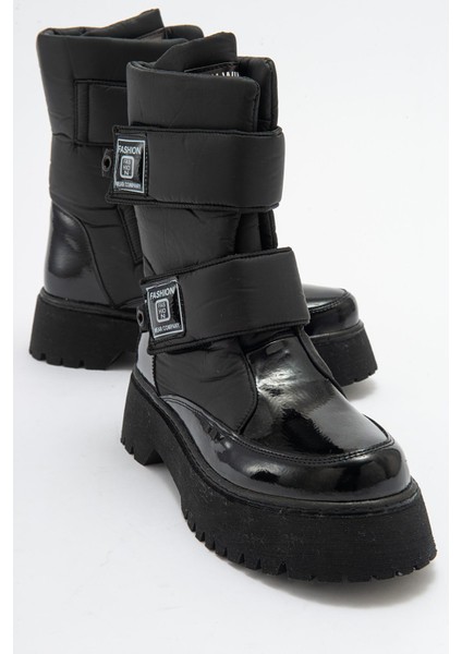 MİAX Paraşüt Kumaş Su Geçirmez Siyah Rugan Kar Botu