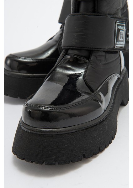 MİAX Paraşüt Kumaş Su Geçirmez Siyah Rugan Kar Botu