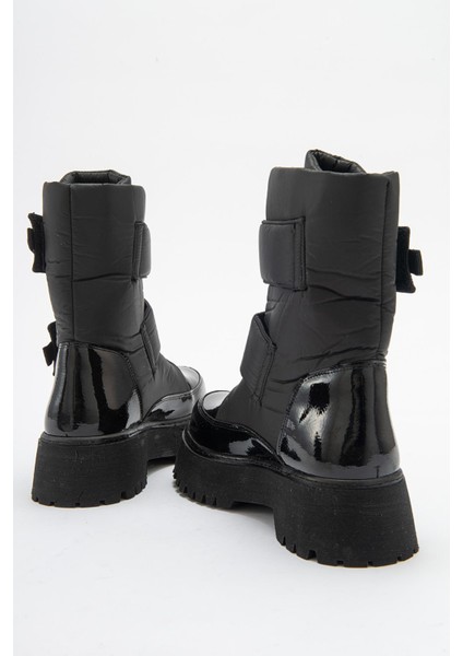 MİAX Paraşüt Kumaş Su Geçirmez Siyah Rugan Kar Botu