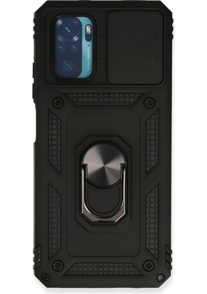 Xiaomi Redmi Note 10 Kılıf Pars Lens Yüzüklü Silikon - SIYAH-(5796) - MCT5232-8533