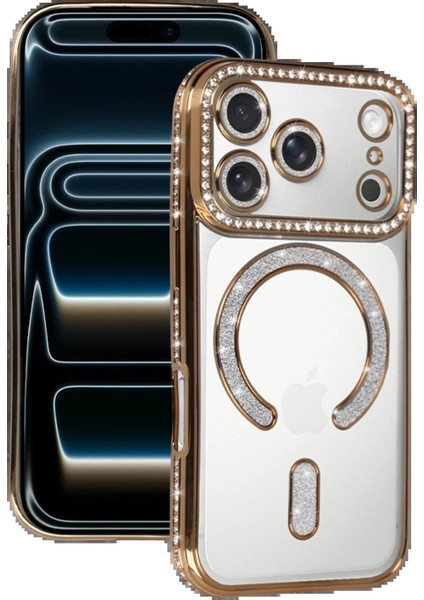 Apple iPhone 17 Pro Joke Simli Magneticsafe Kılıf - GOLD-(5796) - MCT6961-1601