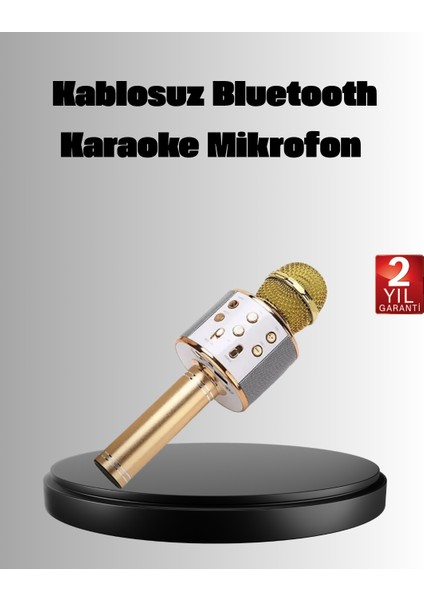 Kablosuz Karaoke Mikrofon USB Aux Destekli Parti ve Eğlence Için - MCT1594-8955