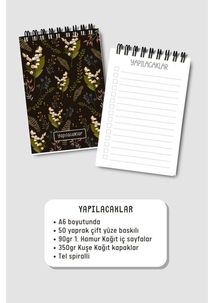 Yapılacaklar Listesi A6 Defter, Esnek Karton Kapaklı, Mini Defter modelleri