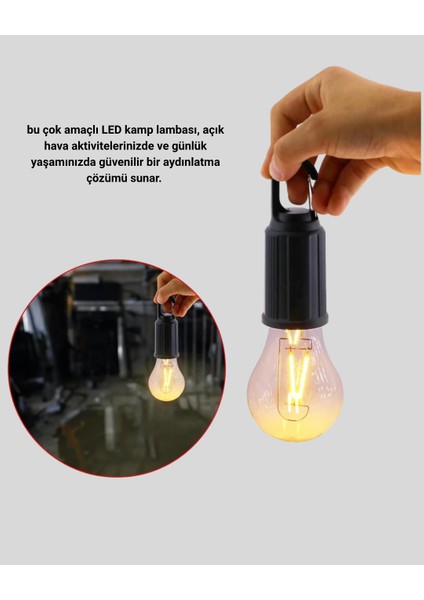 Taşınabilir Şarjlı LED Kamp Lambası – Type-C Girişli ve Kancalı Tasarım - MCT1666-5238 modelleri