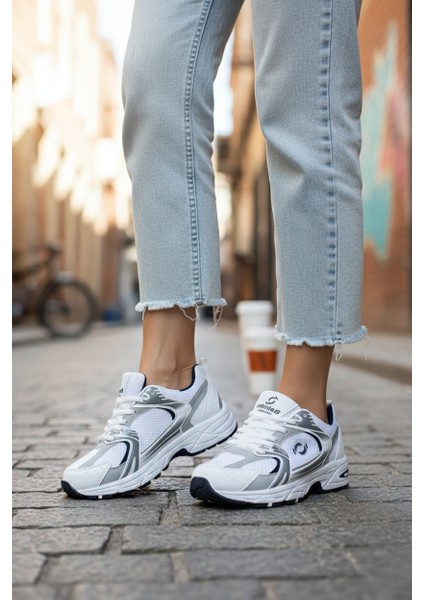 ULTRAONE Bağcıklı Ortopedik Unisex Kadın Spor Yürüyüş Ayakkabı - Beyaz Laci fırsatları