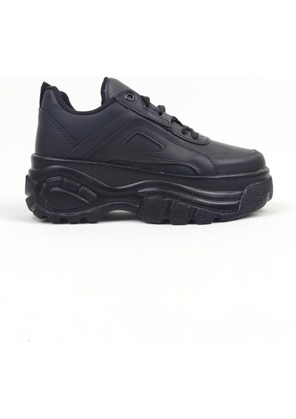 Yüksek Tabanlı Kadın Spor Ayakkabı 6 cm - Siyah