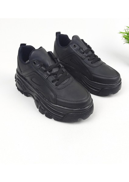 Yüksek Tabanlı Kadın Spor Ayakkabı 6 cm - Siyah