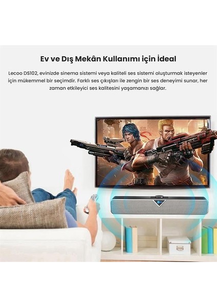 Lenovo Lecoo DS102 Siyah Usb-Aux Kablolu 6 Watt Bluetooth Stereo Soundbar Speaker - Hoparlör modelleri