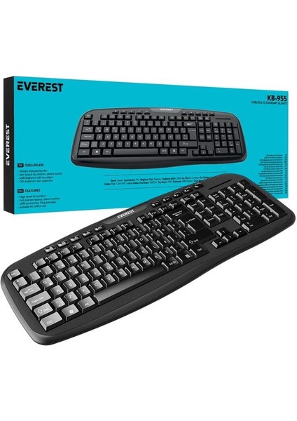 Everest KB-955 Siyah USB Multimedia Kablolu Q Standart Klavye modelleri