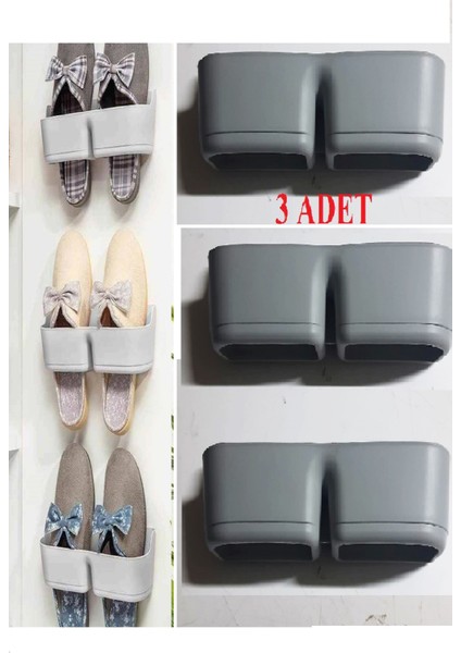 3 Adet Banyo Terlik Tutucu - Kapı Arkası Pratik Raf - Terlik Tutucu