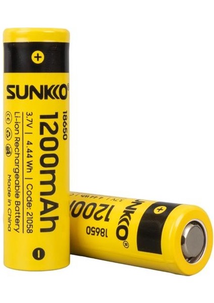 Sunkko 3.7 Volt 1200 Mah 18650 Şarj Edilebilir Pil (Tekli)
