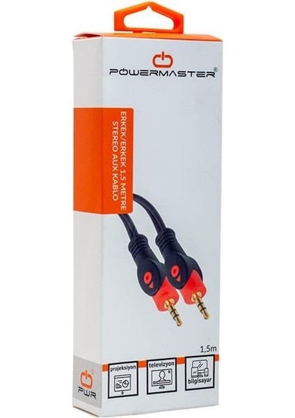Powermaster 3.5 mm Erkek-Erkek 1.5 Metre Stereo Aux Kablo modelleri